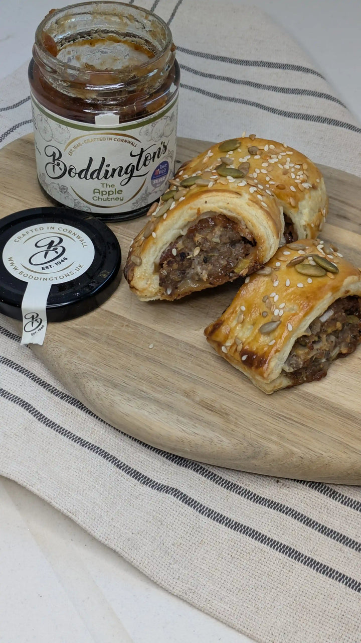 Pork and Apple Sausage Rolls with Boddington’s Apple Chutney