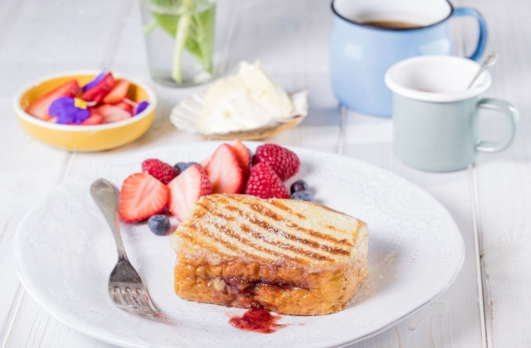 French Toast with Strawberry Conserve and Custard