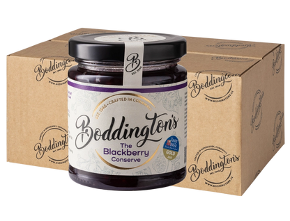 227g Jar of Boddington's Blackberry Conserve with packaging in the background