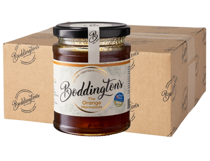 340g Jar of Boddington's Orange Marmalade with packaging in background