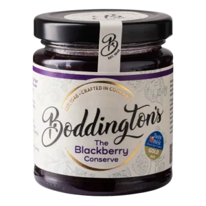 Boddington's Blackberry Conserve 227g glass jar product image with no background.