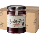 Boddington's Strawberry Conserve 340g glass jar product image with box in the background.