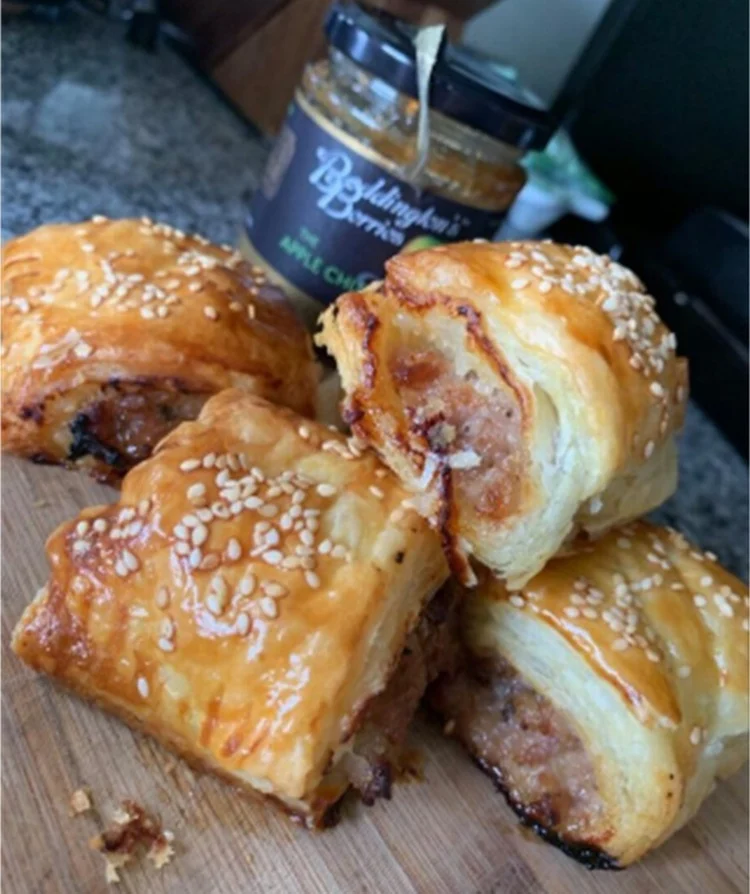 Sausage Rolls On Bread Board